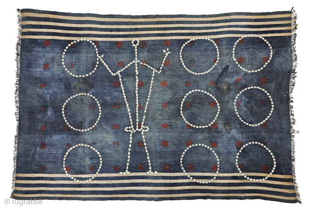 Rare Indigo Blue Color , Naga Sangtam Tribe Supong Warrior Shawl with Cowrie Shells On Hand Woven Cotton From Nagaland , North-East India.

This naga warrior Supong shawl was most likely worn by  ...