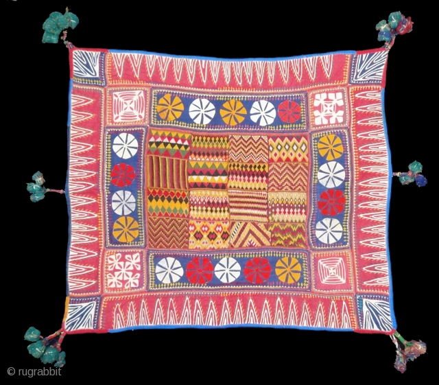 Ceremonial Banjara Baby Jolna From Madhiya Pradesh. India. Known As Jolna. Finely Embroidered And Applied work Banjara Jolna. c.1900. Its Size is 72cmX86cm(DSC04909).
          