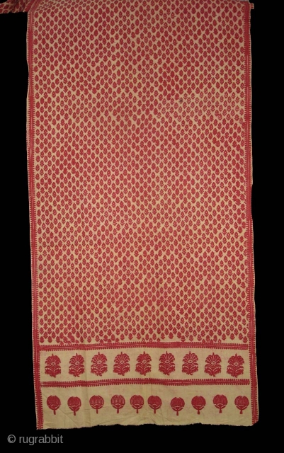 Floral Block Printed Cotton Patka(Head Cover)From Nakhatrana,District of Kutch,Gujarat,India.Its size is 70X440cm.Condition is very good.Its Rare piece of Patka(DSC08125 New).             