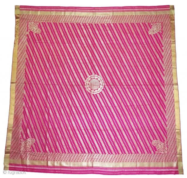 Chaukora Dupatta from the Deccan Region of South India.The Chaukora or the square veil has the charbagh pattern.Its size is 178cmX180cm.C.1900(DSC05063).            