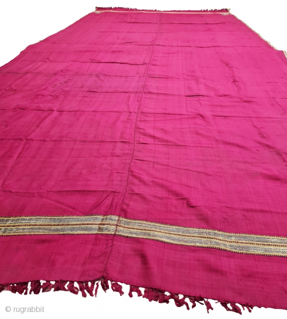 A Very Fine Paithani Plain Weave Dupatta, Its characterised by borders of an oblique Paisley (Ambi)  design,,It’s an Gajji-Silk and zari weave Dupatta,  This type of Dupatta is named after the Paithan  ...