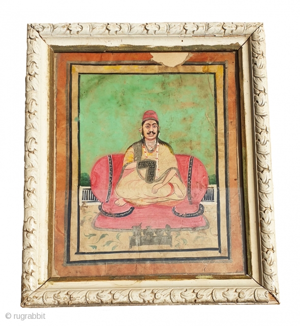 A Pichwai Portrait of Tilkayat Girdhar ji, Head Priest of the Shri Nath Ji Temple At Nathdwara North-India. India. Late 19th Early 20th Century.Its size 16cmX20cm(104110 ).      