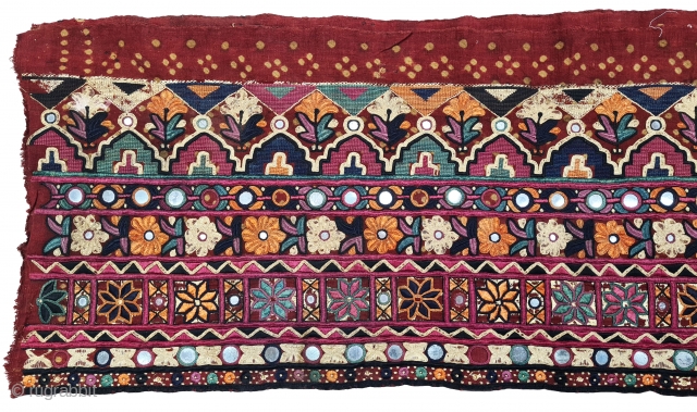 Very Fine Embroidered  and Tie and dye Skirt (Parha) Length (Panel) From the Lohana Group Probably from the Diplo, Tharparkar Sindh Region of Pakistan. India. C.1825-1850.Natural Color Tie and Dye , Hand  ...