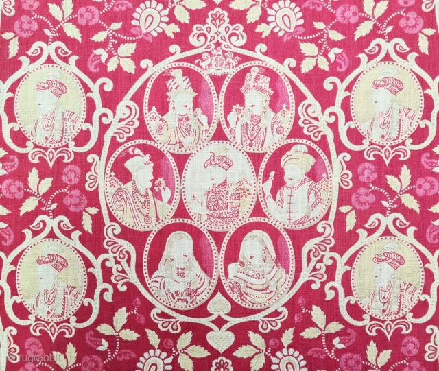 An Mughal Empire Manchester Print Chakla (Wall Hanging) From Manchester England made for Indian Market. India. Roller Printed on Cotton.C.1900. Its size is 66cmX78cm (20210426_153504).        