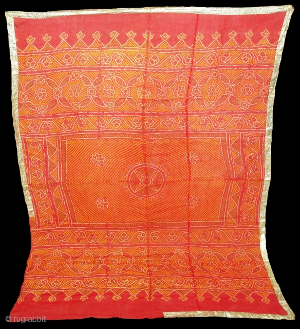 Odhani(cotton)Tie and Dye From Rajasthan. India.Belongs to Royal Rajput Group Of Mewar Rajasthan.C.1900.Its size is 180cmX240cm(DSC04171 New).                