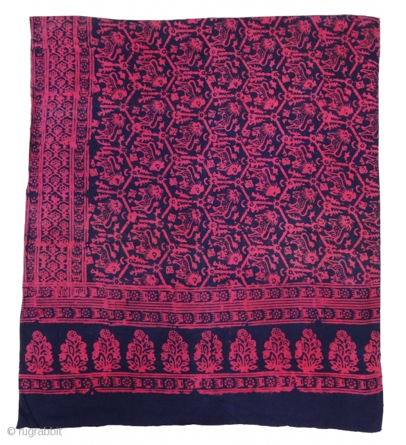 Saree Block-Print (batik) Cotton, From Kutch Gujarat, India. This is very rare kind of saree worn by the older lady of the house,(Like Grandmothers) known as ”Sadlo”.In Gujarati Language we use to  ...