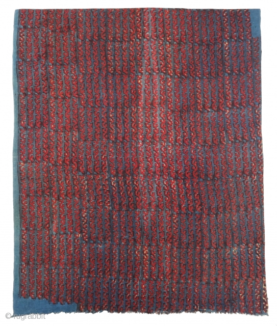 Indigo Blue,Early Daabu Block Print Yardage,(Natural Dyes on Khadi cotton) From Balotra, Rajasthan. India.C.1900. Its size is 82cmX400cm(DSC06401).               