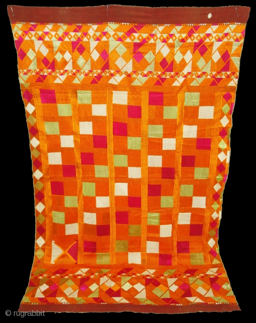 Phulkari From East(India)Punjab.India.One of the Rare Design Indian Phulkari(DSC04410 New).                       