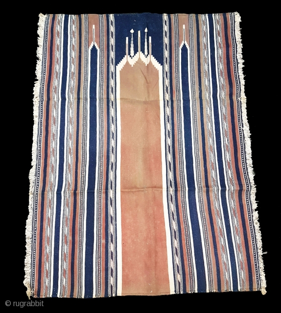 Jainamaz Praying Dhurrie(Cotton),also known As Musala Dhurrie(Mat)From Gujarat.India.c.1900.Its Size is 75X102cm.                      