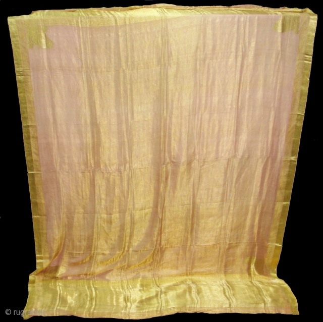 Dupatta Zari brocade(Real Gold) from Varanasi,Uttar Pradesh India.Made to order for some Royal Family of Rajasthan.Circa 1900.Condition is very nice. Its size is 178cm x 250cm(DSC04460 New).      