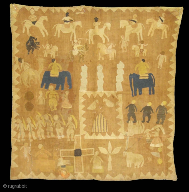 Kanduri shrine Applique Wall Hanging.It is Presented by both Hindu and Muslim Pilgrims as on offering on the grave of the Muslim Prince Sara Masoud.From Uttar Pradesh,India. Its size is 103cmx110cm( DSC04786  ...