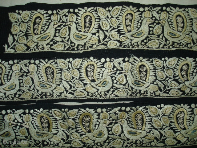 Parsee Lace Border From Surat Gujarat India.This kind of Lace Border were embroidered by Chinese artisans in the town of Surat in Gujarat for the Parsee women of that region.The Parsee's are  ...
