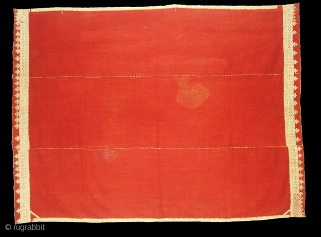 Odhana Double Sided Embroidery (Phulkari Chop Type) On Khadi Cotton. From Hanumangarh District Of Rajasthan Or Sirsa District Haryana.  India. Belongs to Bishnoi Jath Group.Natural Colours.C.1900. Its Size is 140cmX190cm(DSC02952 New). 