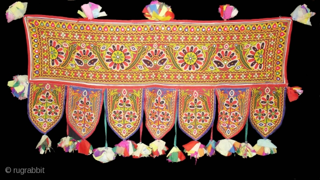 Mochi Aari Embroidery Toran From Kutch Gujarat,India.Belongs to Bhanushali Group of Kutch.Its Size is 48cmX103cm.C.1900(DSC04853 New).                 