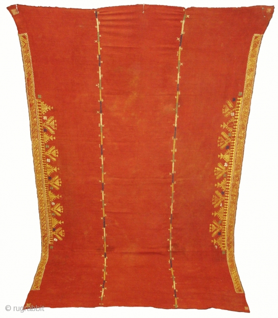 Rare Kind of Chope Phulkari From East(India)Punjab, India.C.1900.Cotton Khaddar Fabric,Silk-Floss Threads Stitches,Its size is 140cmX218cm(DSC00233).                  