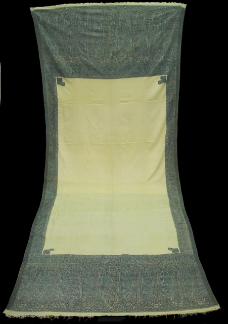 Highly Sikh Period Jamawar Long Shawl From Kashmir, India.Made for Sikh family of Punjab.C.1835.Its Size is 135cmx345cm.Its condition is very good(DSC03270 New).           