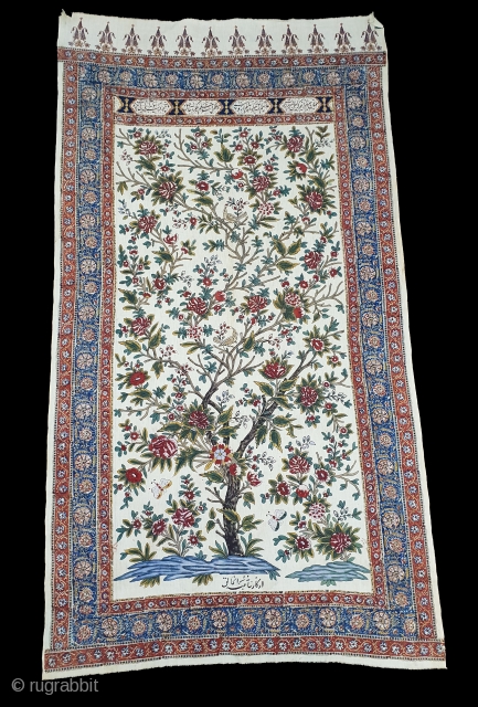 Palampore,Painted and dyed cotton chintz From India.Its an indian chintz which is export to Persia.Its size is 139cmX258cm(154936).               