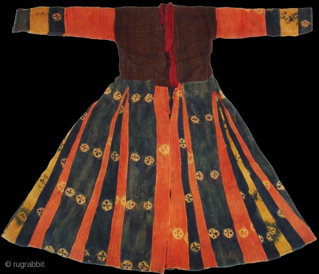 Zanskar (Coat)Dress From Ladakh.India.C.1900. has been used and made by yaks Wool.This are Ceremonial Costumes relating found in Ladakh,with a bold Tie and Dye Design(DSC07555 New).       