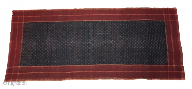 Telia Ikat Rumal or Dupatta,From Andhra Pradesh South India. India.Cotton warp And Weft Ikat.Circa 1900.Its Size is 112X262cm(20181115_155554)               