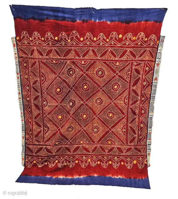 Ceremonial Tie and Dye Odhani-Shawl (Resist Dyed),

Its An Single Bandh (One by one Tie and Dye done) odhani From Shekhawati District of Rajasthan. India.

Natural Colors On the Khadi Cotton.

C.1875-1900.

Its size is 145CmX175cm  ...