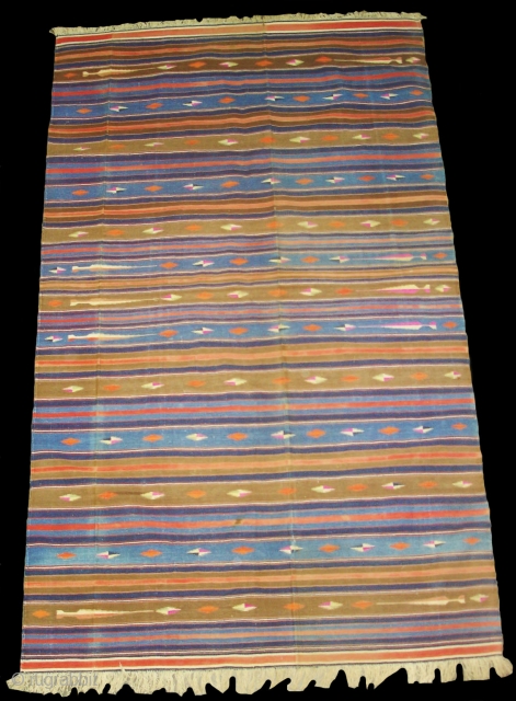 Jail Dhurrie(Cotton)Terracotta-colored striped with mahi motif. Kutch Gujarat, India.Its size is 120X210cm.C.1900. Condition is very good(DSC00523 New).                