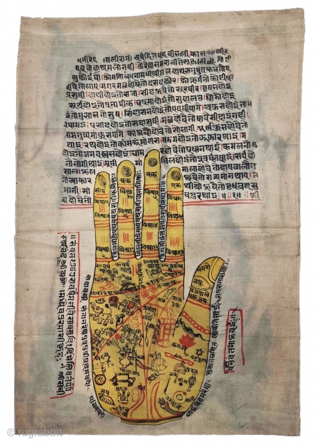 AN UNIQUE AND RARE  TANTRIC  ART PAINTING OF LORD VISHNU'S  HAND THIS PAINTING IS AN EXQUISITE WORK OF ART FROM THE WESTERN STATE OF RAJASTHAN, INDIA. IT IS A  ...