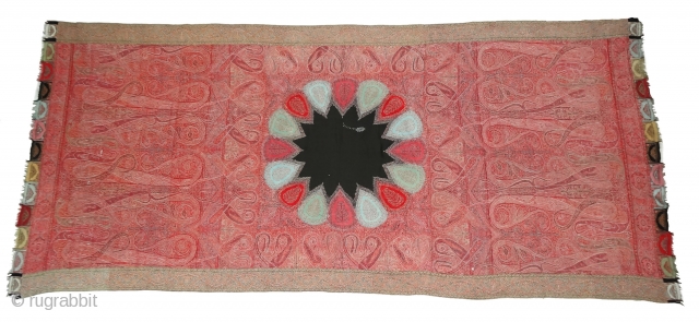 Sikh Period Jamawar Long Shawl From Kashmir, India.C.1850.Its Size is 130cmx300cm. Its condition is good(DSC03928 New).                 