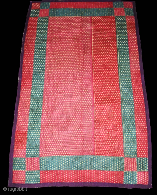 Khinkhab Zari Borcade Quilt From Saurashtra Gujarat India.This were traditionally used mainly by Kathi Darbar family of Saurashtra Gujarat India.C.1900. Its size is 147cmX240cm(DSC05815 New).        