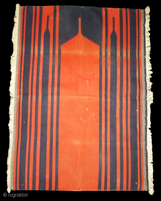 Jai Namaj Praying Dhurrie(Cotton),also known As Musala Dhurrie(Mat)From Gujarat.India.c.1900.Its Size is 80X110cm(DSC05579 New).                    