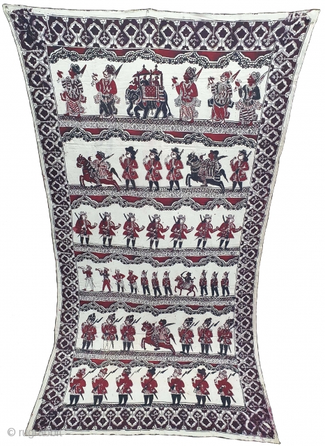 Figurative Kalamkari, Hand-Drawn,  Mordant- And Resist-Dyed Cotton, From masulipatnam South India. India. C.1870-1900. Its size is 115cmX218cm (20210103_130838).              