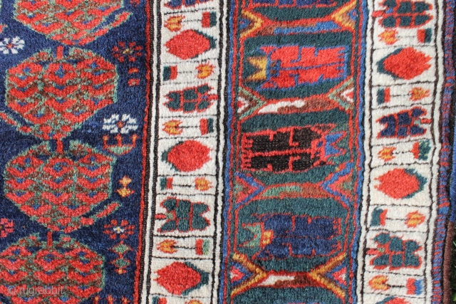 High quality rug NV Persia late 19th c. 203x147. Intense dyes and the best Kurdish wool, just a little corrosion and selvedge over binding.         