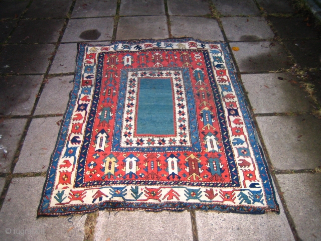 Last third 19th c. rug. 192x195 cm.
This is perhaps a non Talish plain field Caucasian rug, belonging to a small group.
Or maybe this is a younger version of such a rug, since  ...