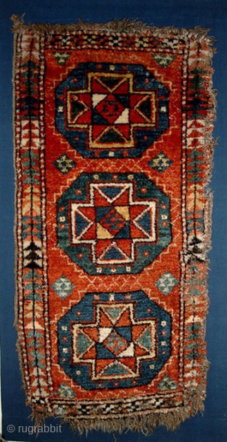 From Sonny Berntssons collection:
No 152 Kirgiz yastik fragment, Feragana area, mounted on fabric.
48 x 85 cm. Circa 1850 - 1875
More info if you ask.
NOTE: E-mails are not always delivered to me due  ...