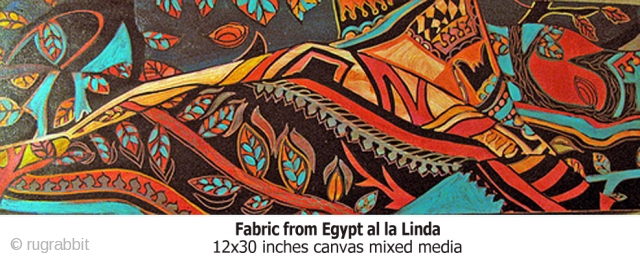 PAINTING
EGYPTIAN FABRIC PIECE
size is 12 x 30 inches on canvas                       