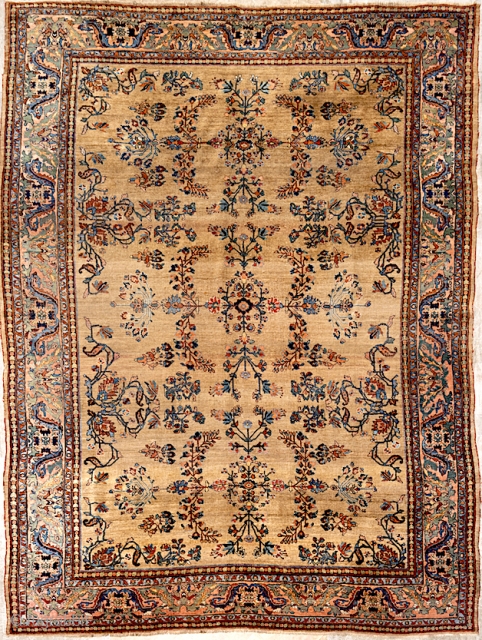 Bidjar Carpet-- approx 9 ft 2 in x 12 ft 4 in. Wool foundation. Unique camel color is most likely undyed wool. Lot 535A-- https://www.invaluable.com/auction-lot/antique-bidjar-carpet-circa-1910-6CF48F8B20. To be auctioned Saturday, 10 AM CST.  ...