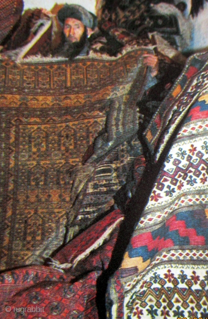 WONDER IF THIS WISE OLD AFGHAN RUG DEALER IS STILL IN CHAMAN..........
TURKOMAN STORAGE SACK which is very rare and dates from the first half of the 20th century. The bag is the  ...