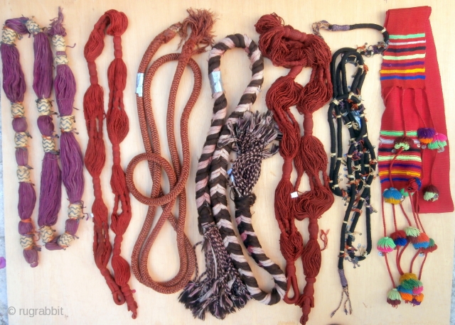 COLLECTION OF 7 RARE BERBER CEREMONIAL WOVEN BELTS - Woven for both Berber men and women and tied around the waist as part of the colourful clothes worn on special occasions.
Details -  ...