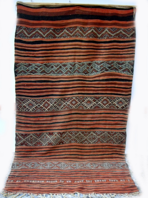  MOROCCAN MIDDLE ATLAS BERBER KILIM. An early 20th century piece from the region of Gerouan in the northern part of the Middle Atlas. The fine soft hand spun wool indicates it  ...