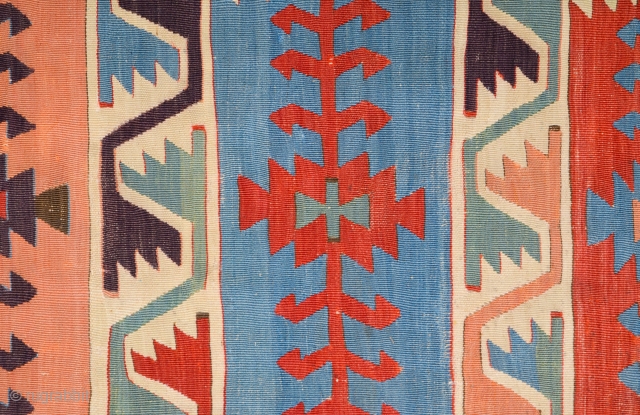 Circa 1800s Woven without borders and probably made in Central anatolian probably Aksaray, this kilim features impressively intense and luminous colours in the beautiful combinations that are highly characteristic of historic Anatolian  ...