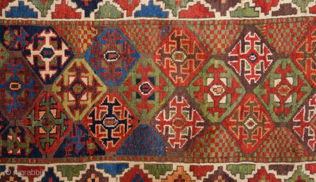 19th Century Really Colorful Unusual Nord-West Rug.It Has Perfect Pile Untouched One.Size 90 x 505 Cm                 