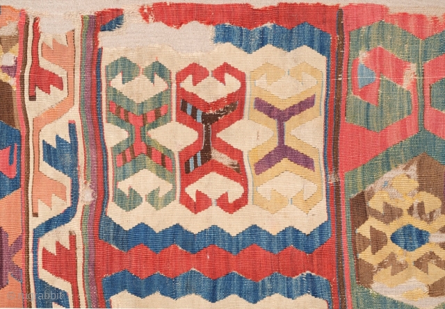 Circa 1800s Anatolian Konya Kilim Fragment size 80 x 128 cm                      