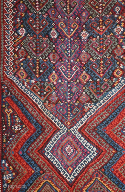 19th Century East Anatolian Kilim.It's in perfect condition and has great colors.The border colors is apricot.Ready to use it.Untouched one.Large Size 152 x 440 Cm        