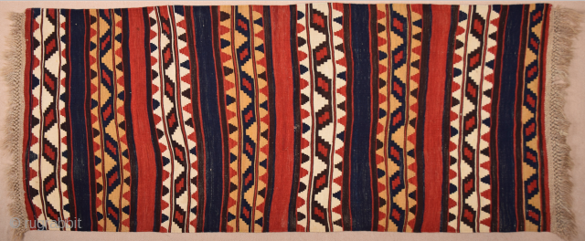 Circa 1880s Caucasian Kilim All is original It's in perfect condition All the colors are natural Size 93 x 16 cm            