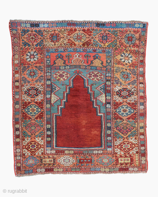 Middle of the 19th Century Central Anatolian Konya Prayer Rug
Size : 120×132 cm
please send me directly mail
galleryaydinrugs@gmail.com                