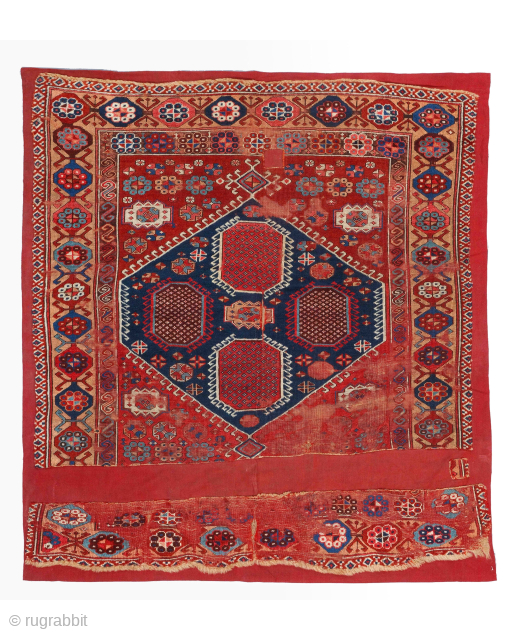 late of the 18th Century Anatolian Sivas Fragment Rug
Size : 130 x 144 cm
please send me directly mail
galleryaydinrugs@gmail.com
               