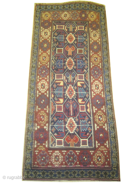 Talish Caucasian ,  124 x 294 cm, ID: H-331
Vegetable dyes, high pile. The knots, the warp and the weft threads are 100% wool. The background color is indigo, geometric design, at  ...