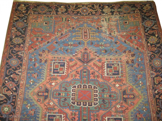 Serapi Heriz Persian knotted circa in 1905 antique, collector's item. 315 x 244 (cm) 10' 4" x 8'  carpet ID: P-447
The black knots are oxidized, the knots are hand spun wool,  ...