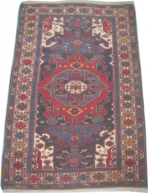 
Kouba Caucasian, knotted circa in 1915 antique, 184 x 124 (cm) 6'  x 4' 1"  carpet ID: HWB-1
The black knots are oxidized. The knots the weft and the warp threads  ...