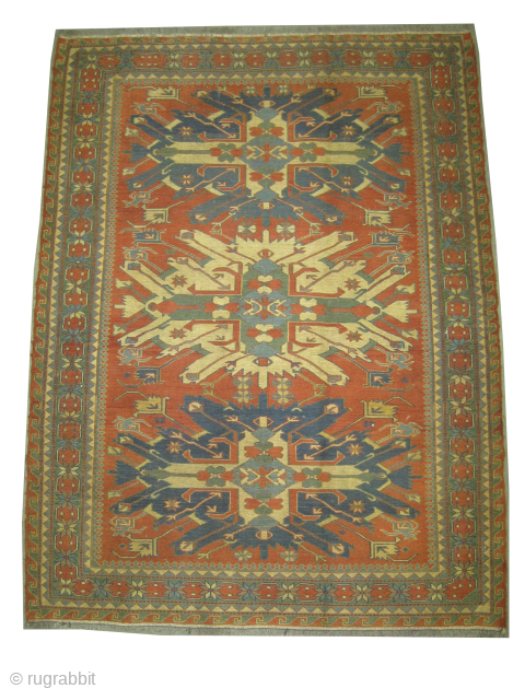 


Tchelaberd Soumak Caucasian, woven circa 1930, semi antique, collectors item, 127 x 165 cm, ID: A-1005
With stylized dragon design, finely woven with hand spun wool in Soumak technique, vegetable dyes, both edges  ...