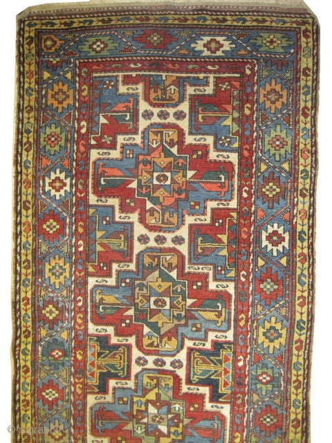  Shahsavan Persian circa 1895 antique. Collector's item, Size: 392 x 104 (cm) 12' 10" x 3' 5"  carpet ID: K-3371
The black color is oxidized, vegetable dyes, the knots are hand  ...